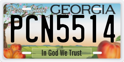 GA license plate PCN5514
