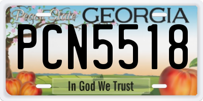 GA license plate PCN5518