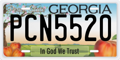 GA license plate PCN5520