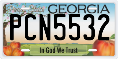 GA license plate PCN5532