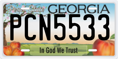 GA license plate PCN5533