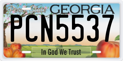 GA license plate PCN5537