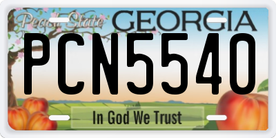 GA license plate PCN5540