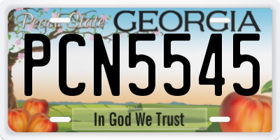 GA license plate PCN5545