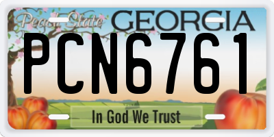 GA license plate PCN6761