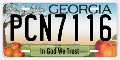 GA license plate PCN7116