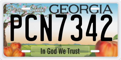 GA license plate PCN7342