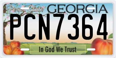 GA license plate PCN7364
