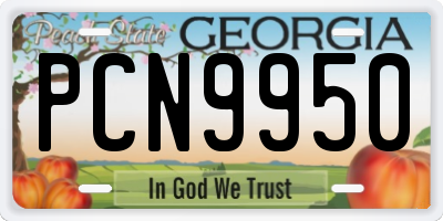 GA license plate PCN9950