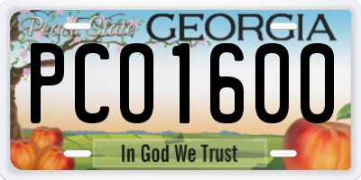 GA license plate PCO1600