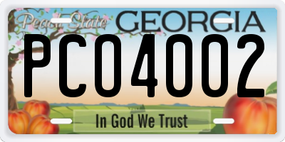 GA license plate PCO4002
