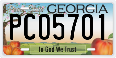 GA license plate PCO5701