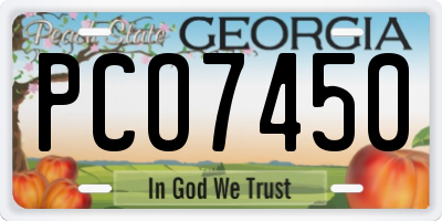 GA license plate PCO7450