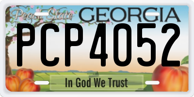 GA license plate PCP4052