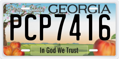 GA license plate PCP7416