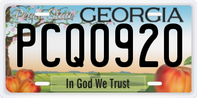 GA license plate PCQ0920
