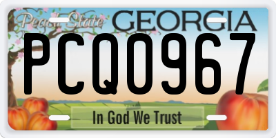 GA license plate PCQ0967