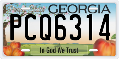 GA license plate PCQ6314