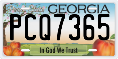 GA license plate PCQ7365