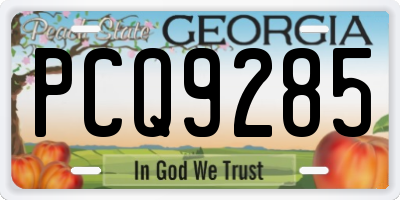 GA license plate PCQ9285