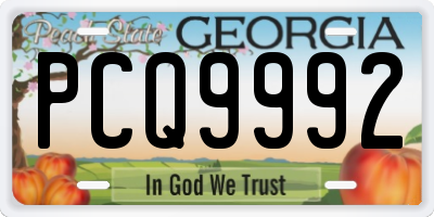 GA license plate PCQ9992