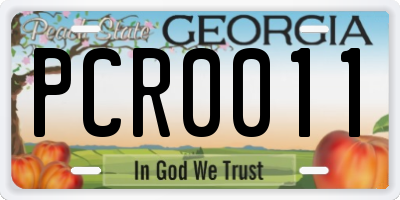 GA license plate PCR0011