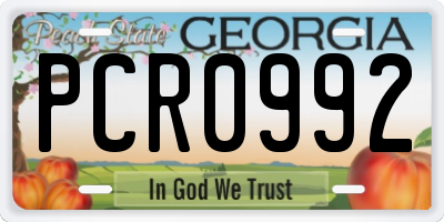 GA license plate PCR0992