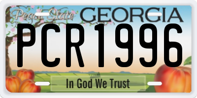 GA license plate PCR1996