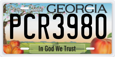 GA license plate PCR3980