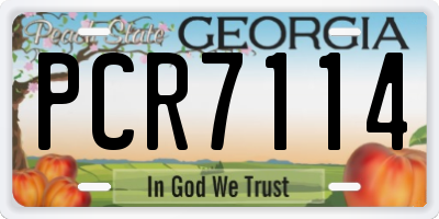 GA license plate PCR7114