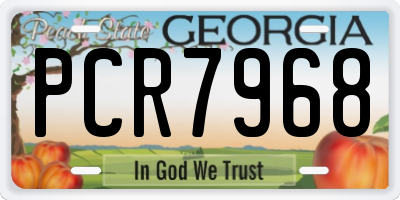 GA license plate PCR7968