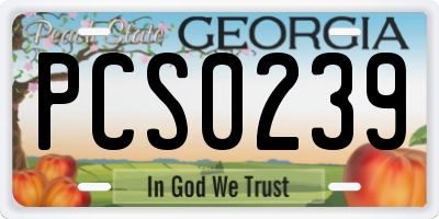 GA license plate PCS0239