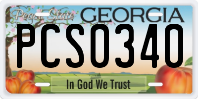 GA license plate PCS0340