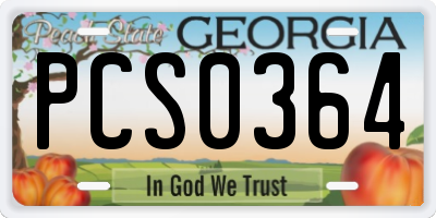 GA license plate PCS0364
