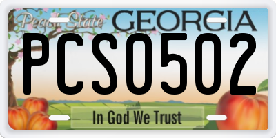 GA license plate PCS0502