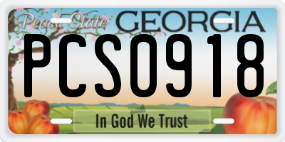 GA license plate PCS0918