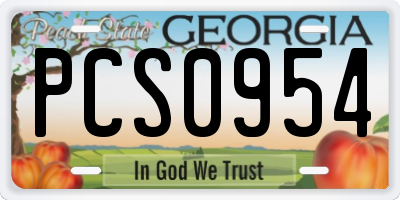 GA license plate PCS0954