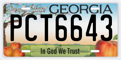 GA license plate PCT6643