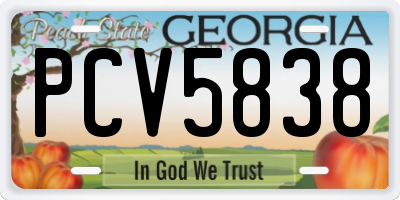 GA license plate PCV5838