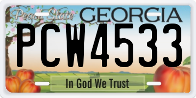 GA license plate PCW4533