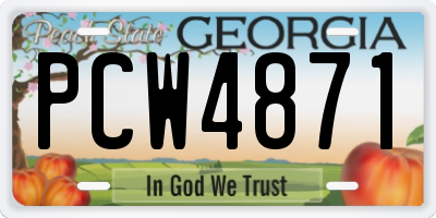 GA license plate PCW4871