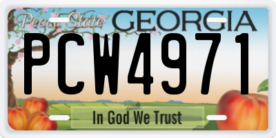GA license plate PCW4971