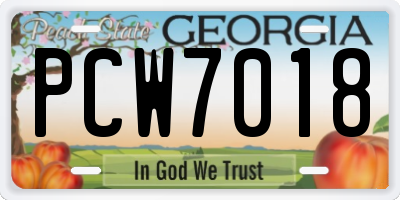 GA license plate PCW7018