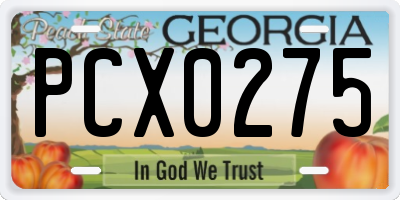 GA license plate PCX0275