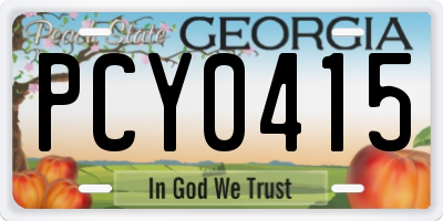GA license plate PCY0415