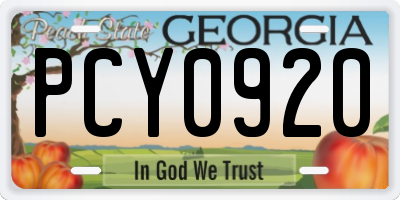 GA license plate PCY0920