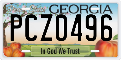 GA license plate PCZ0496