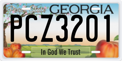 GA license plate PCZ3201