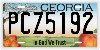 GA license plate PCZ5192