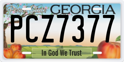 GA license plate PCZ7377